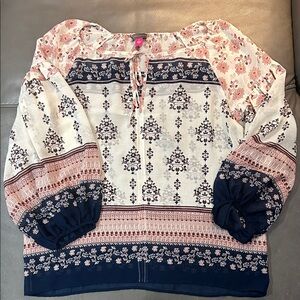 Vince Camuto Sheer Floral Bohemian Blouse, size S